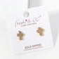 18K Gold Dipped CZ Pave 10mm Cross Stud Earrings