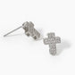 18K Gold Dipped CZ Pave 10mm Cross Stud Earrings