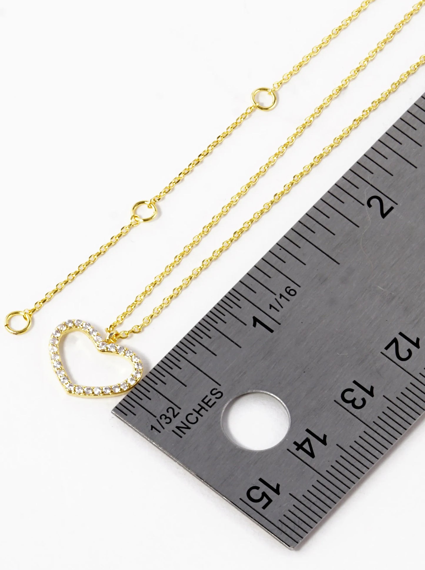 18K Gold Dipped CZ Pave 10mm Heart Pendant Necklace