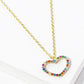 18K Gold Dipped CZ Pave 10mm Heart Pendant Necklace