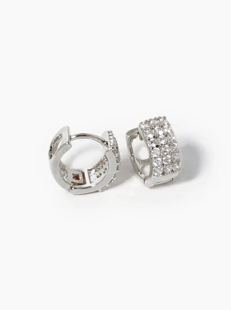 18K Gold Dipped CZ Pave 10mm Huggie Hoop Earrings