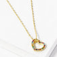 18K Gold Dipped CZ Pave 10mm Sideways Heart Pendant Necklace