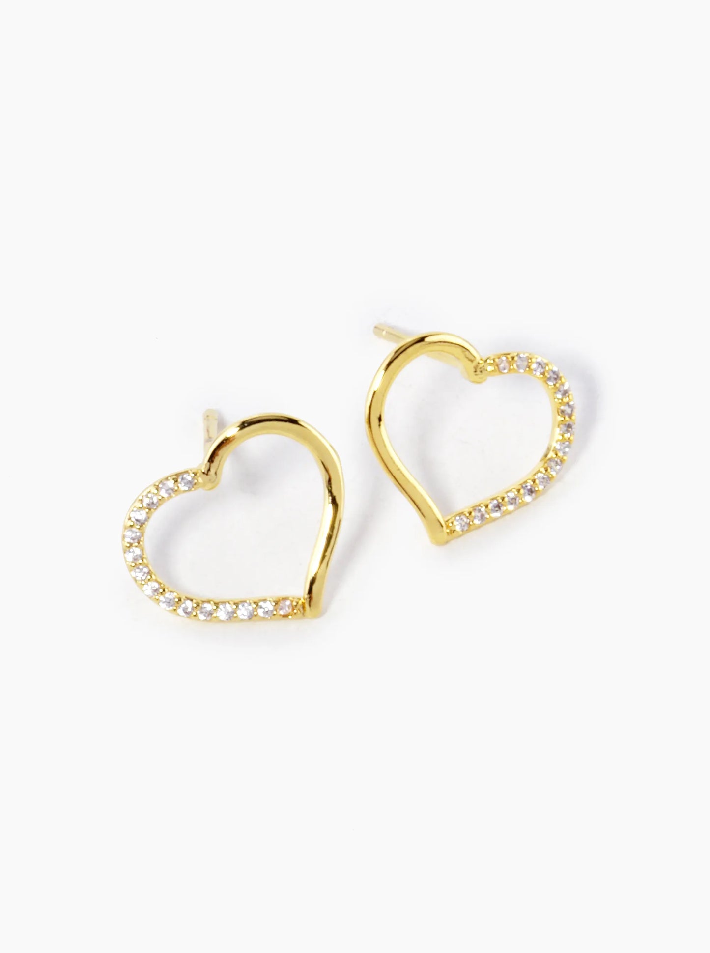 18K Gold Dipped CZ Pave 11mm Heart Stud Earrings