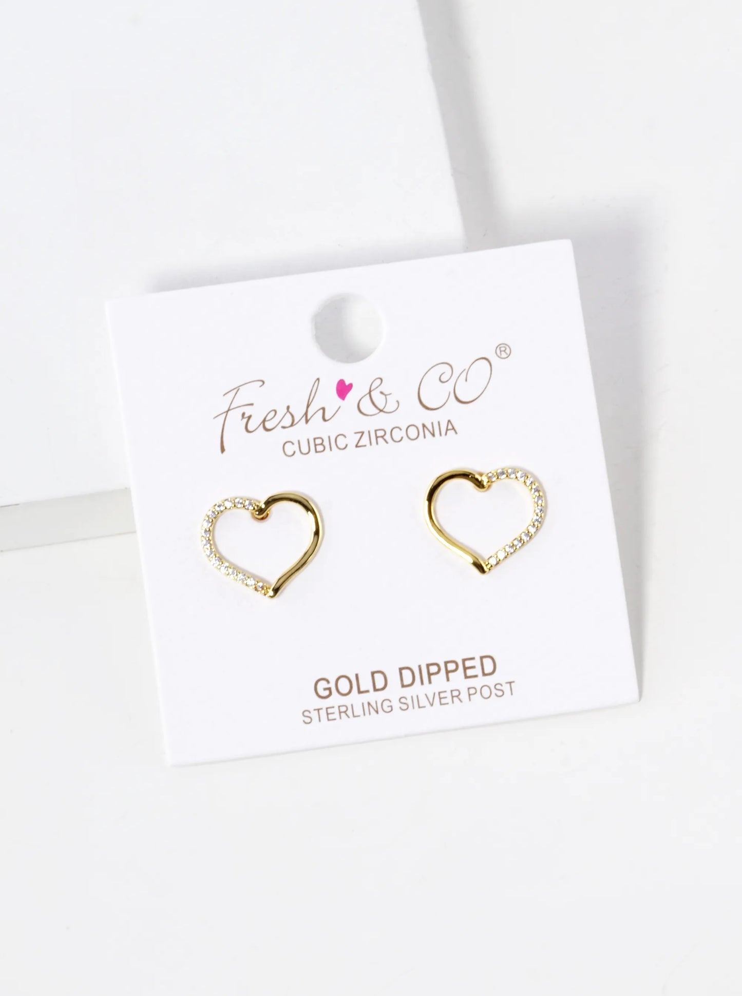 18K Gold Dipped CZ Pave 11mm Heart Stud Earrings