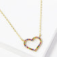 18K Gold Dipped CZ Pave 12mm Heart Pendant Necklace