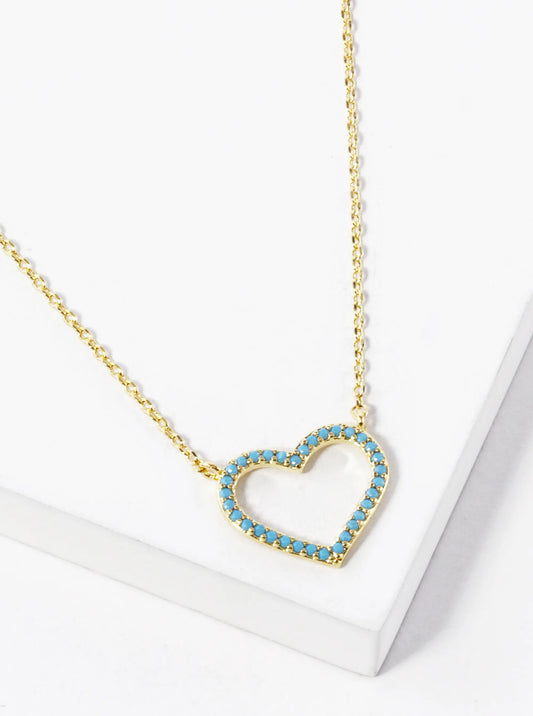 18K Gold Dipped CZ Pave 12mm Heart Pendant Necklace
