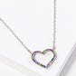 18K Gold Dipped CZ Pave 12mm Heart Pendant Necklace