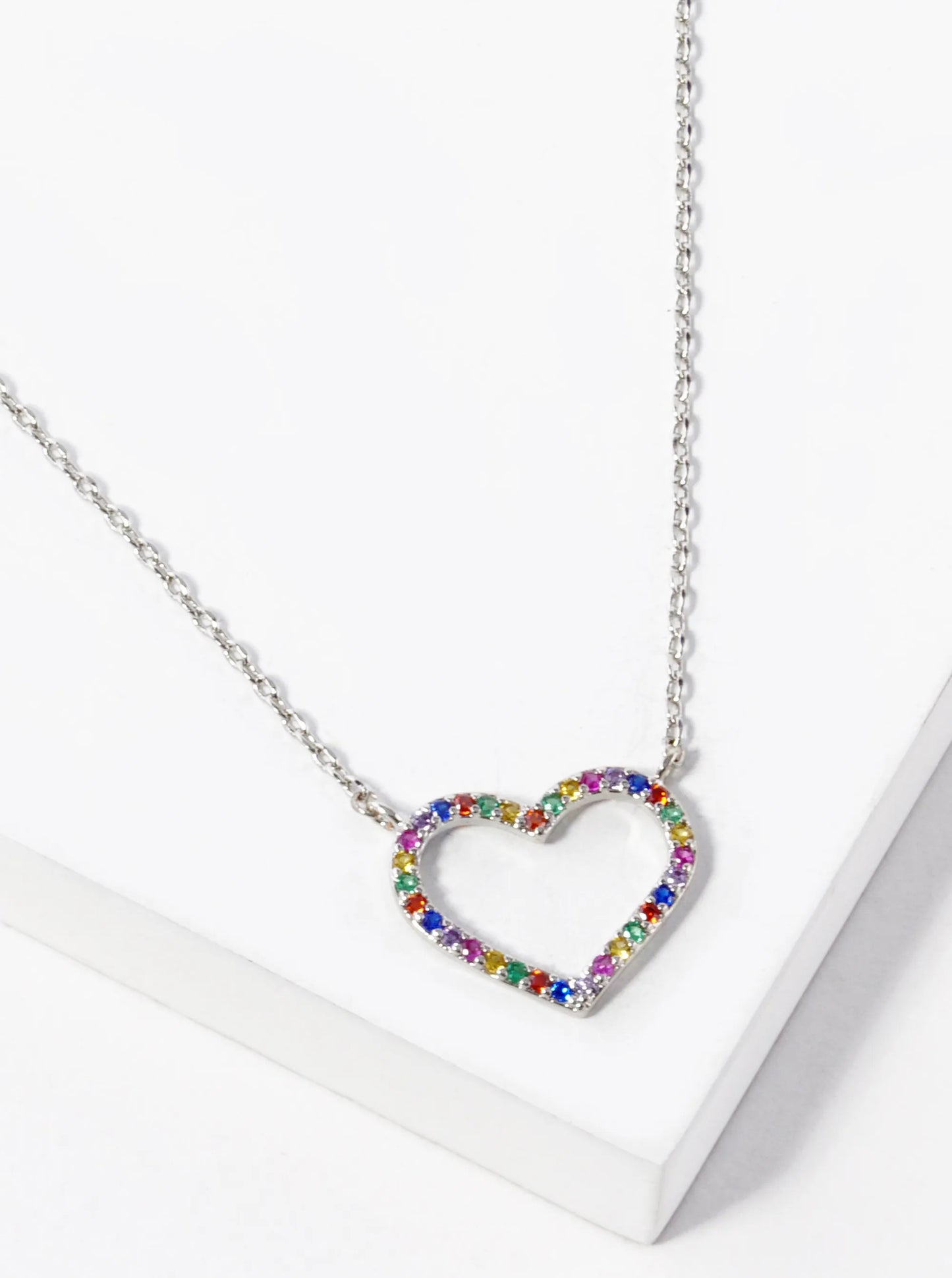 18K Gold Dipped CZ Pave 12mm Heart Pendant Necklace