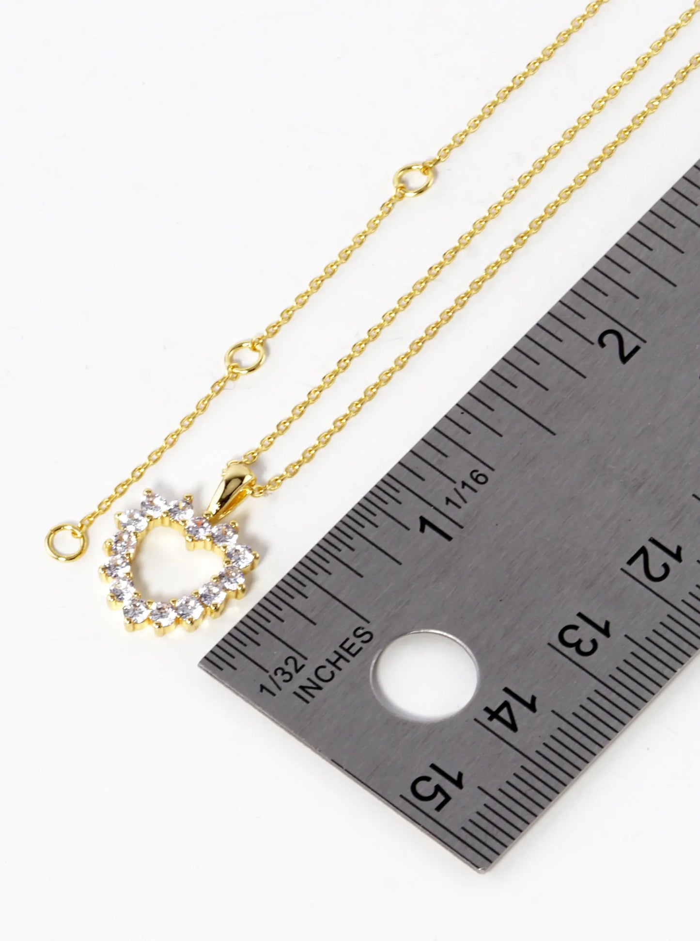 18K Gold Dipped CZ Pave 13mm Heart Pendant Necklace