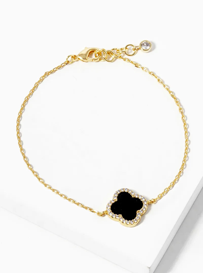 18K Gold Dipped CZ Pave 13mm Quatrefoil Bracelet