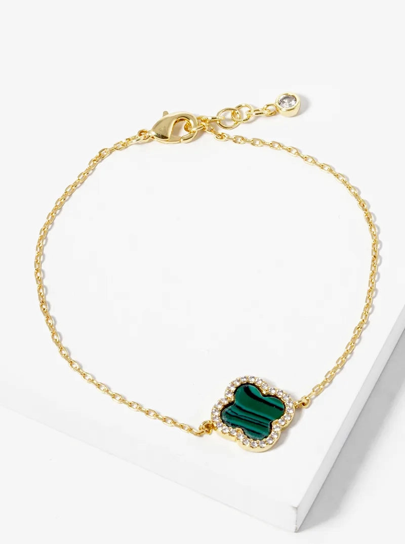 18K Gold Dipped CZ Pave 13mm Quatrefoil Bracelet