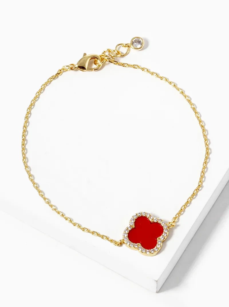 18K Gold Dipped CZ Pave 13mm Quatrefoil Bracelet