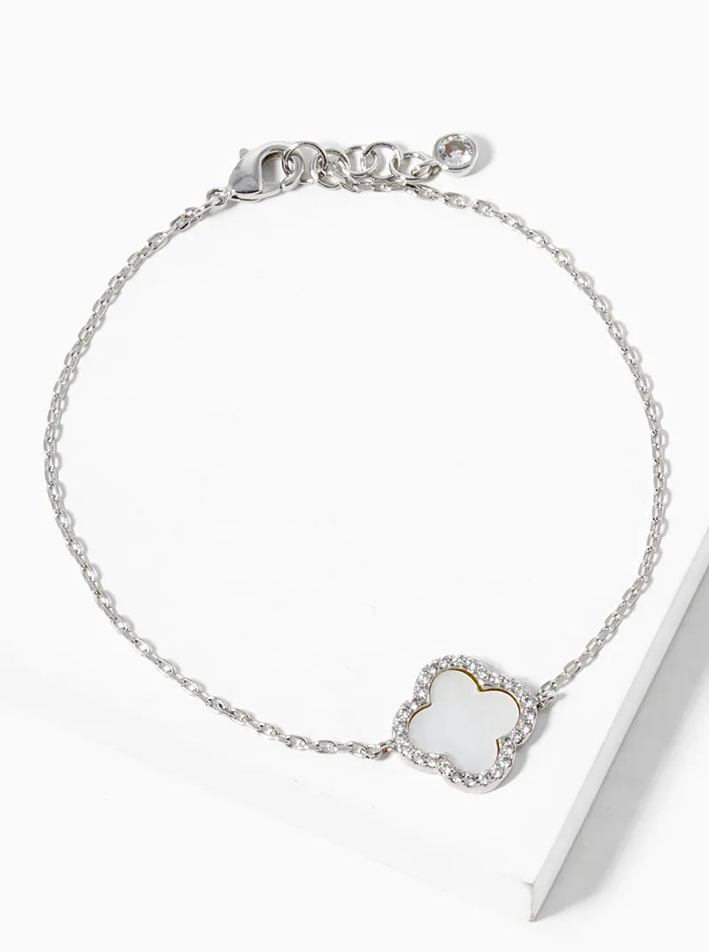 18K Gold Dipped CZ Pave 13mm Quatrefoil Bracelet