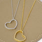 18K Gold Dipped CZ Pave 20mm Sideways Heart Pendant Necklace