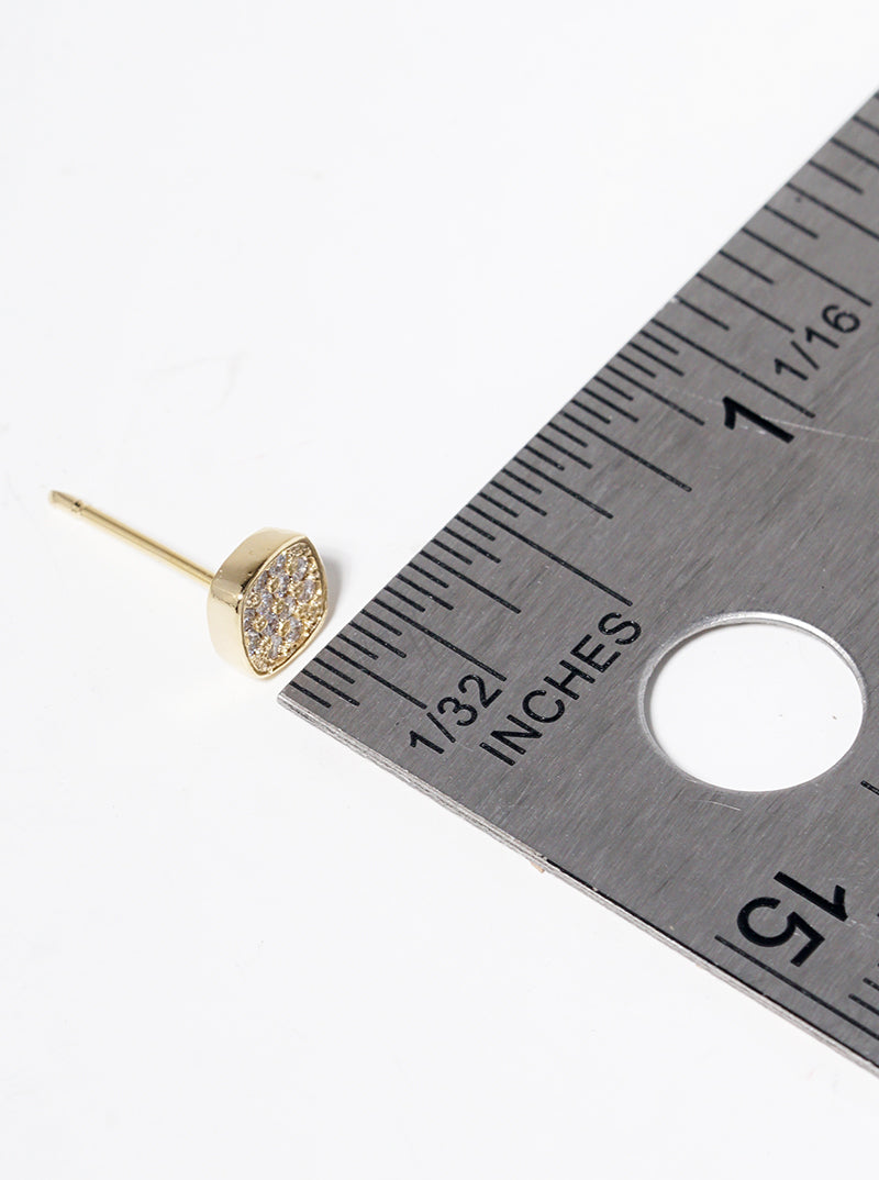 18K Gold Dipped CZ Pave 4mm Square Post Stud Earrings