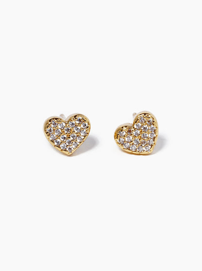 18K Gold Dipped CZ Pave 5mm Heart Post Stud Earrings