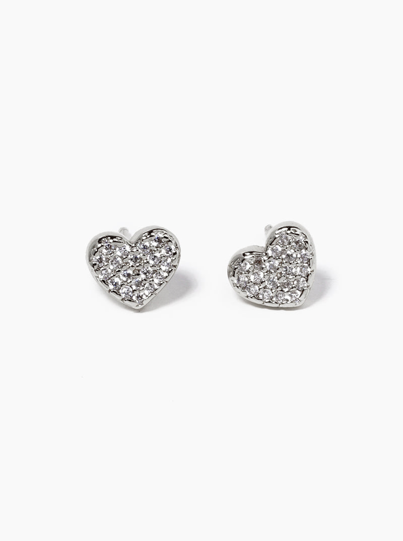 18K Gold Dipped CZ Pave 5mm Heart Post Stud Earrings