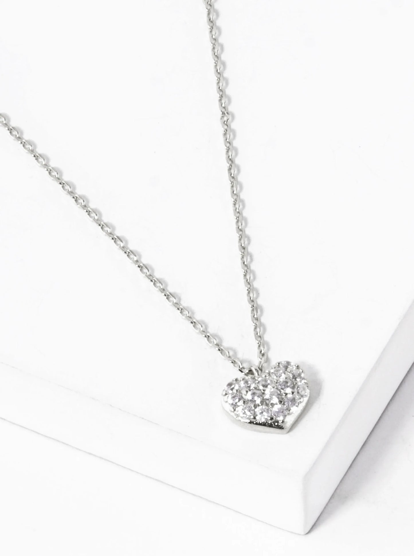 18K Gold Dipped CZ Pave 6mm Heart Pendant Necklace
