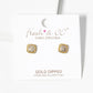 18K Gold Dipped CZ Pave 6mm Square Post Stud Earrings