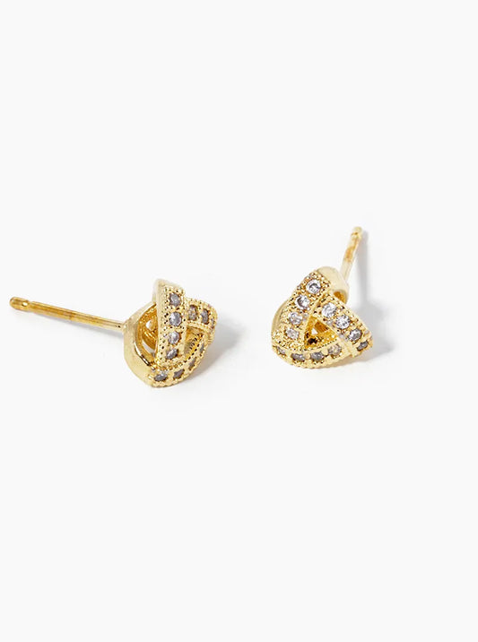 18K Gold Dipped CZ Pave 7mm Triangle Post Stud Earrings