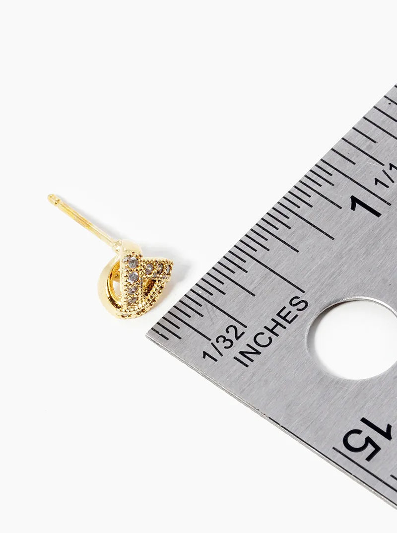 18K Gold Dipped CZ Pave 7mm Triangle Post Stud Earrings