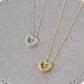 18K Gold Dipped CZ Pave 9mm Heart Pendant Necklace