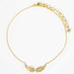 18K Gold Dipped CZ Pave Angel Wing Brass Chain Anklet