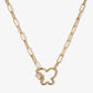 18K Gold Dipped CZ Pave Butterfly Pendant Chain Necklace