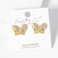 18K Gold Dipped CZ Pave Butterfly Stud Earrings
