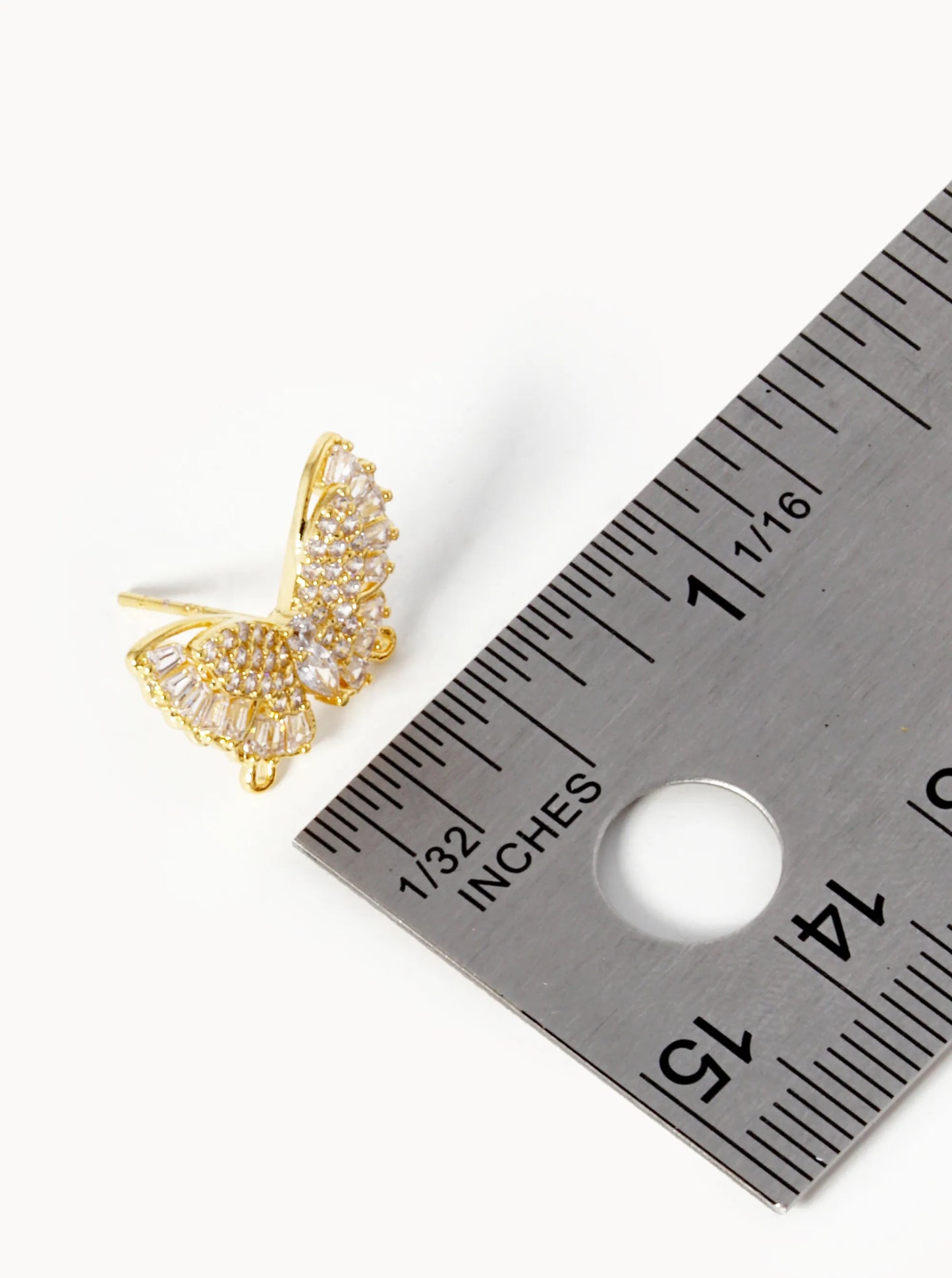 18K Gold Dipped CZ Pave Butterfly Stud Earrings