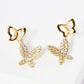 18K Gold Dipped CZ Pave Butterfly Stud Earrings