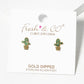 18K Gold Dipped CZ Pave Cactus Post Stud Earrings
