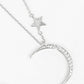 18K Gold Dipped CZ Pave Celestial Stars Pendant Delicate Necklace