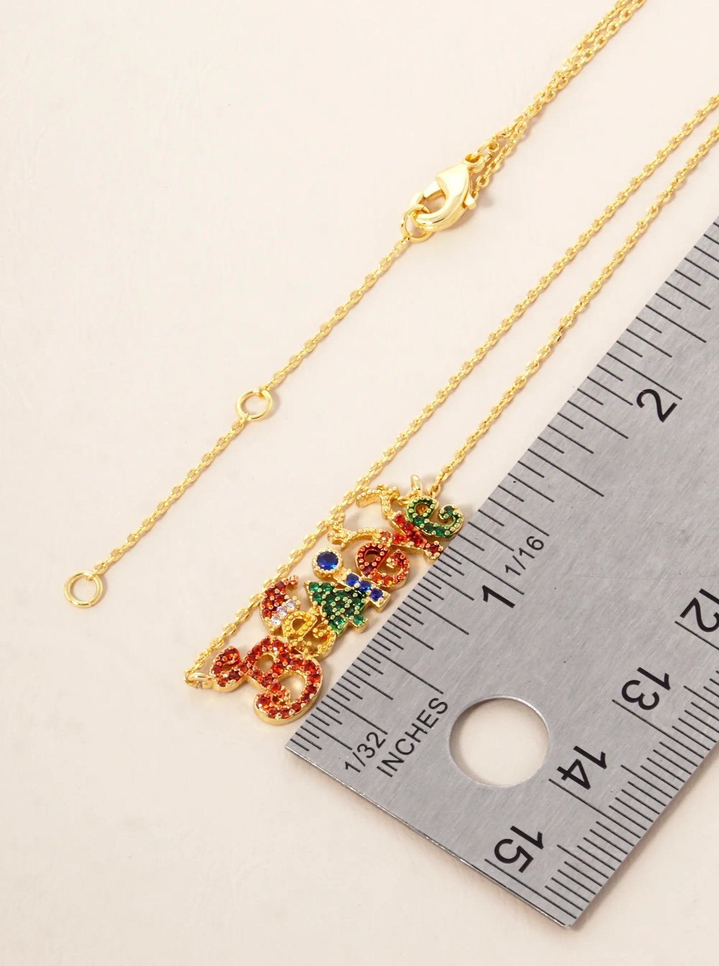 18K Gold Dipped CZ Pave Christmas Pendant Necklace