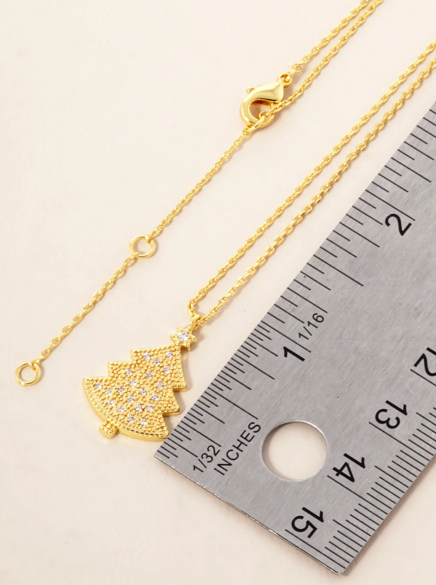 18K Gold Dipped CZ Pave Christmas Tree Pendant Necklace