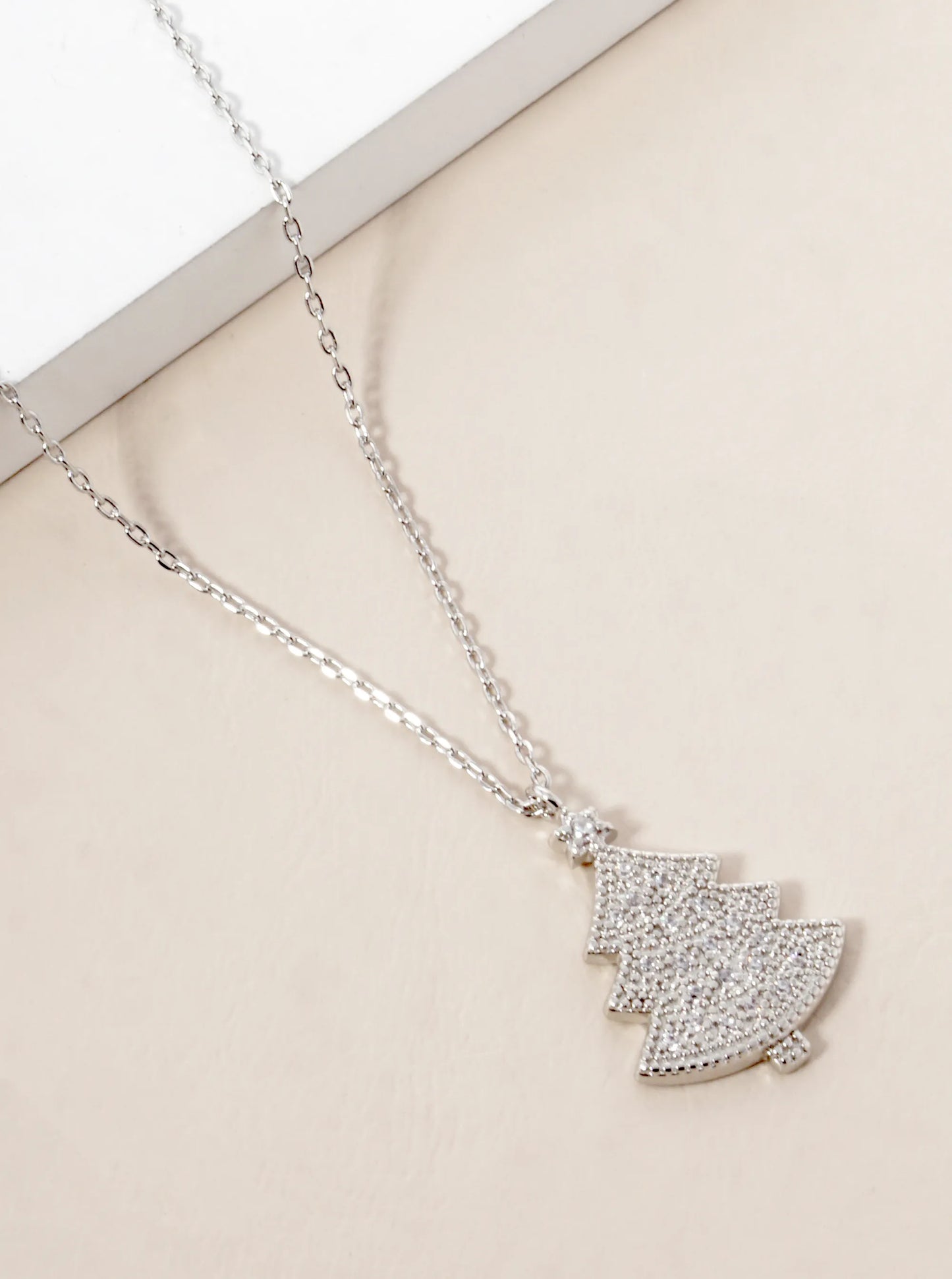 18K Gold Dipped CZ Pave Christmas Tree Pendant Necklace