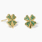 18K Gold Dipped CZ Pave Clover Stud Earrings