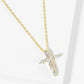 18K Gold Dipped CZ Pave Cross Pendant Necklace