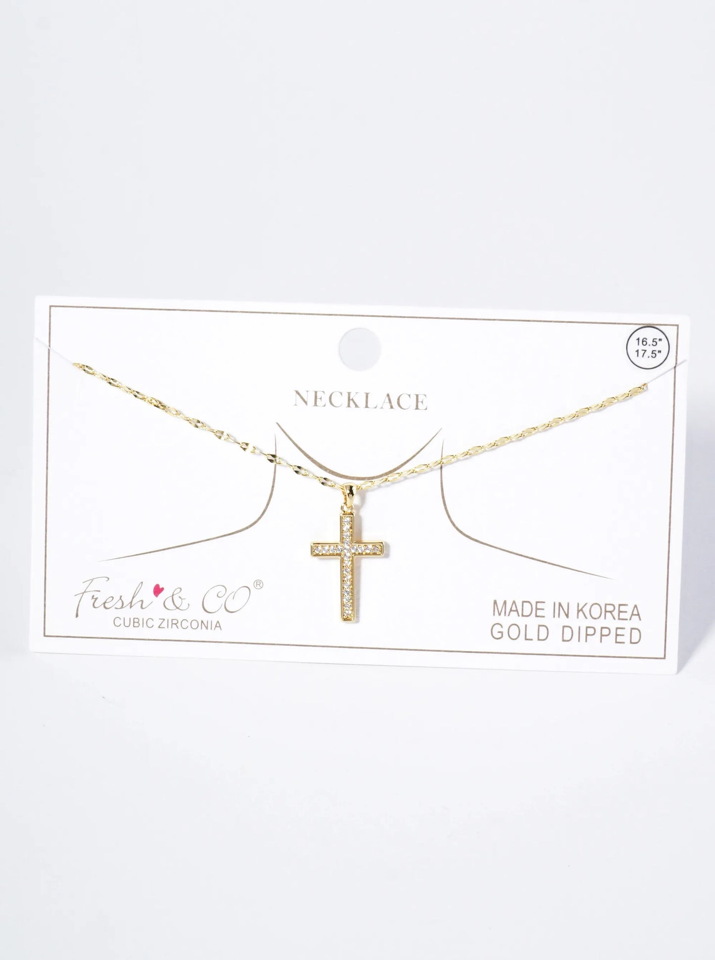 18K Gold Dipped CZ Pave Cross Pendant Necklace