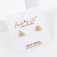 18K Gold Dipped CZ Pave Curved Triangle Stud Earrings