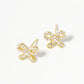 18K Gold Dipped CZ Pave Dainty Ribbon Bow Post Stud Earrings
