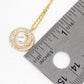 18K Gold Dipped CZ Pave Double Circle Pearl Pendant Necklace