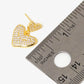 18K Gold Dipped CZ Pave Double Heart Drop Dangle Earrings