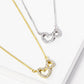 18K Gold Dipped CZ Pave Double Heart Pendant Necklace