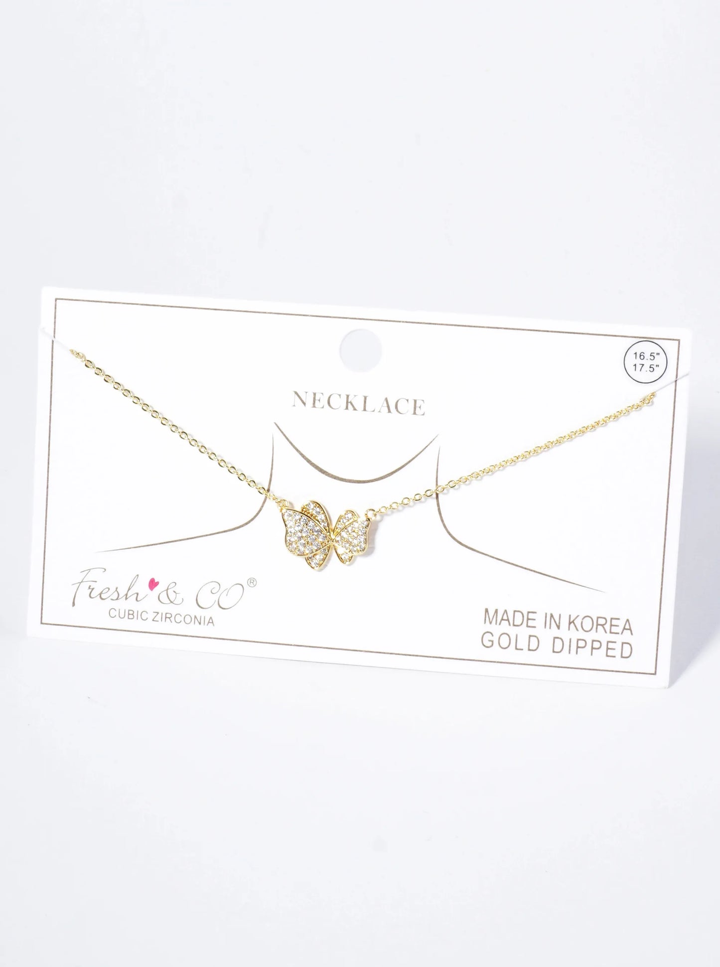 18K Gold Dipped CZ Pave Dynamic Butterfly Pendant Necklace