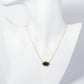 18K Gold Dipped CZ Pave Elongated Druzy Hexagon Pendant Necklace