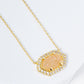 18K Gold Dipped CZ Pave Elongated Druzy Hexagon Pendant Necklace