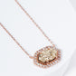 18K Gold Dipped CZ Pave Elongated Druzy Hexagon Pendant Necklace