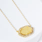 18K Gold Dipped CZ Pave Elongated Druzy Hexagon Pendant Necklace