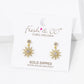18K Gold Dipped CZ Pave Flower Drop Dangle Post Earrings